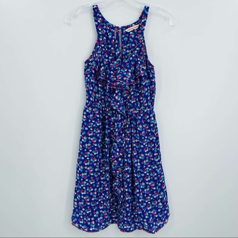 Rebecca Taylor silk floral ruffle front dress dainty pockets women's size 0